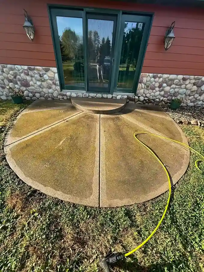 Residential concrete driveway washed spotless from edge to edge in Morris