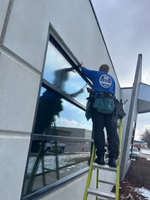 Spotless exterior window cleaning with purified water pole in Morris MN