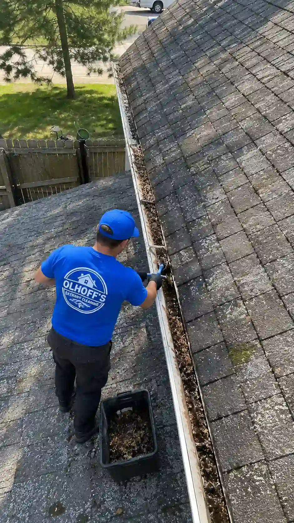 Exterior gutter face brightening and tiger stripe removal in Morris MN